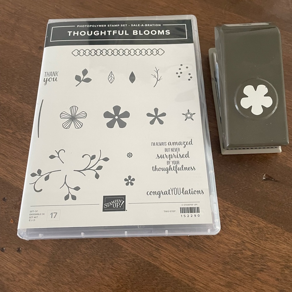 Retired Stampin Up! Thoughtful Blooms stamp set and punch!